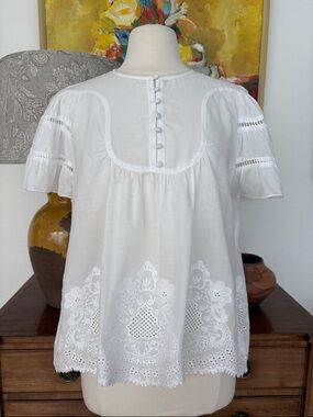 Love The Label White Embroidered Short-Sleeve Peasant Blouse